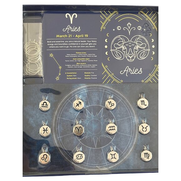 SpiceBox Astrology Guide to the Zodiac Gift Set Guidebook 12 wine charms NEW - Picture 4 of 5